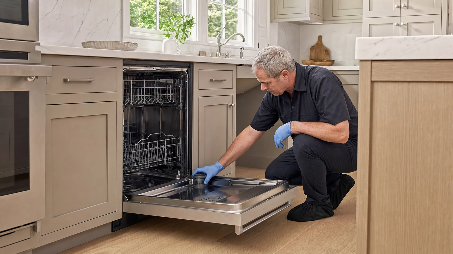 Panel-ready dishwasher diagnostic visit in Hingham